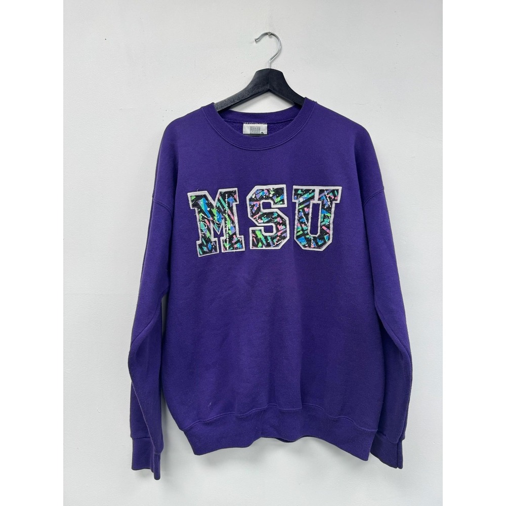 Vintage Michigan‎ State MSU Sweatshirt Large Purple Lee Made in USA Crewneck 90s